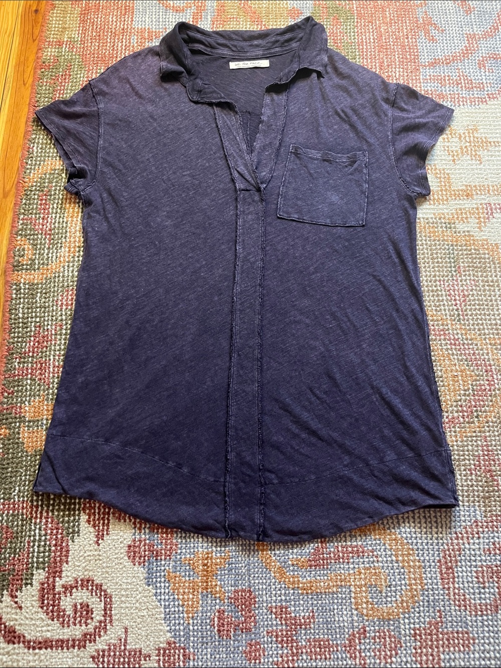 Free People We The Free The Posh Slub Linen Blend Tee Purple Size L